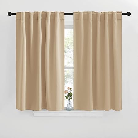 Photo 1 of  NICETOWN Window Treatment Curtains Room Darkening Drapes - (Biscotti Beige Color) 42 Width X 40 Drop Each Panel, 2 Panels Set, Curtains and Draperies for Kitchen
