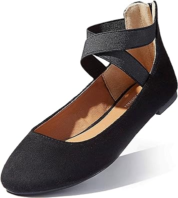 Photo 1 of DailyShoes Women's Classic Ankle Strap Comfy Pointed Toe Casual Comfort Slip-On Flat Shoes   8.5 