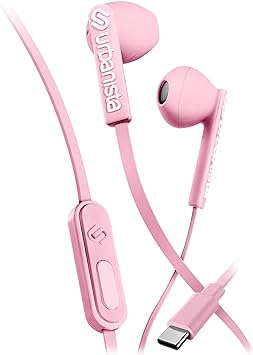Photo 1 of Urbanista Wired Earbuds, Tangle Free USB C Earphones Wired Call-Handling with Microphone, USB Type C Headphones Wired Stereo Input, Button Input with Voice Assistant, San Francisco, Pink
