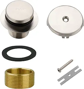 Photo 1 of Brushed Nickel Bathtub Drain Tip-Toe Single Hole,Welsan Tub Drain Trim Set Conversion Kit Assembly, Coarse Thread Replacement Trim Kit with 1-Hole Overflow Faceplate Includes an Adapter,