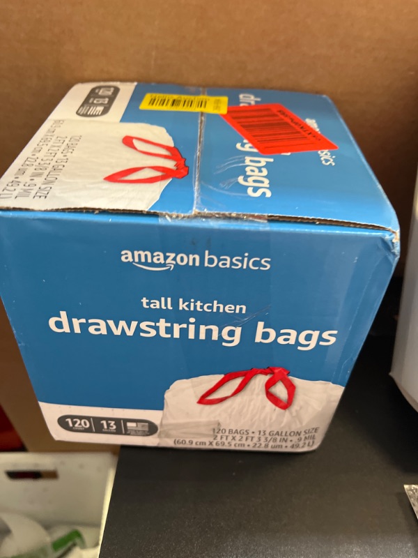 Photo 2 of Amazon Basics - Tall Kitchen Trash Bags, 13 Gallon 10% Post Consumer Recycled Content, Unscented 120 pack