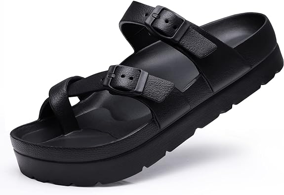 Photo 1 of Women's Platform Sandals with Arch Support Comfortable Foam Slides Lightweight Thick Soles | Adjustable Buckle | Ultra Cushion
