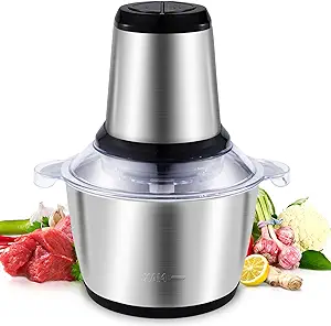 Photo 1 of Food Processor Electric, Meat Grinder 8 Cups Small Food Chopper (2L,350W) for Meat, Vegetable, Onion and Fruits, Stainless Steel Bowl and 4 Sharp Blades, 2021 Upgrade