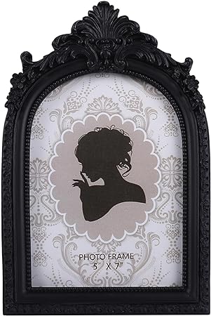 Photo 1 of SIKOO Vintage Picture Frame 5x7 Antique Picture Frame Ornate Table Top and Wall Mounting Photo Frame,Wall Decor Art, Photo Gallery,Black (5x7)