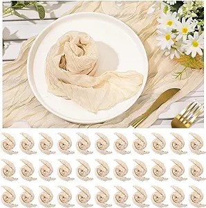 Photo 1 of Zhehao 200 Pack Cheesecloth Napkins 16 x 16 Inches Gauze Wrinkled Dinner Napkins Rustic Table Linen Napkins Decorative Cloth Napkins for Wedding Baby Shower Family Dinner (Beige)