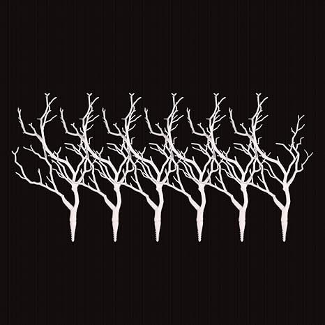 Photo 1 of Artificial Tree Branches Art Darkness Witch Antler Twigs Dried Plastic Flowers for Christmas Wedding Party Home Hotel Decoration (White-1, 6)