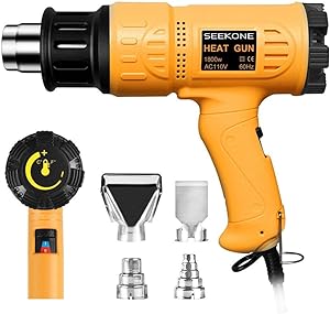 Photo 1 of SEEKONE Heat Gun 1800W 122?~1202??50?- 650??Fast Heating Heavy Duty Hot Air Gun Kit Variable Temperature Control Overload Protection with 4 Nozzles for Crafts, Shrinking PVC, Stripping Paint(5.2FT)