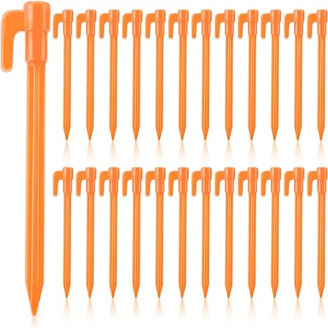 Photo 1 of Plastic Tent Stakes 5.7 Inch Heavy Duty Canopy Anchoring Pegs Plastic Tent Pegs Sand Stakes Outdoor Beach Spikes for Camping, Gardening, Landscaping, Backpacking