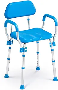 Photo 1 of Zler Adjustable Shower Chair, Padded Shower Chair with Back and Arms, Medical Shower Seat for Inside Shower for Elderly, Disabled and Handicap, 350lb