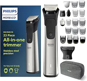 Photo 1 of Philips Norelco Multi Groomer 23 Piece Mens Grooming Kit, Trimmer for Beard, Head, Body, and Face - NO Blade Oil Needed MG9520/50