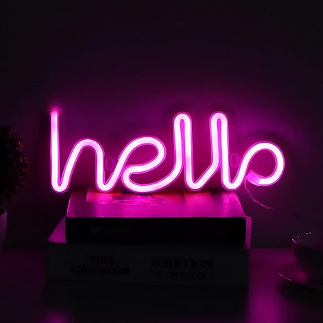 Photo 1 of Hello Letters Neon Light, Easy to Install USB powerd Wall Decor Light, Energy Saving LED Neon Sign for Party Bedroom Indoors Outdoors