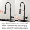 Photo 1 of Touchless Single Handle Gooseneck Pull Out Sprayer Kitchen Faucet with Deckplate and Spiral Tube in Matte Black