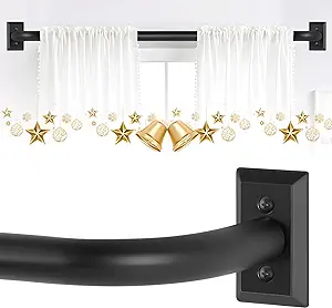 Photo 1 of Wrap Around Curtain Rods,Black Curtain Rods for Windows 66 to 120 Inch,1 Inch Adjustable Blackout Curtain Rod with Bracket,Room Darkening Window Curtain Rod,Metal Drapery Rod 66-120",Matte Black