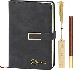 Photo 1 of Officiant Gift Set - Officiant book for ceremony, Wedding Officiant Gift and Gifts for Wedding day Officiant, Proposal Book/Binder for ceremony, Book set with bookmark, wooden pen and gift box (Black)