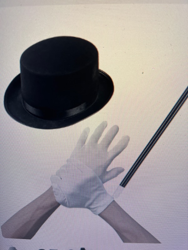 Photo 1 of   Set Magician Costume for Kids Cosplay Dress Up Top Hat  Magic Wand+Gloves