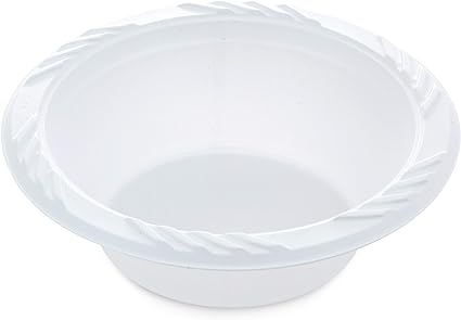 Photo 1 of Blue Sky 18 oz. White Plastic Bowl - [100 Count] Disposable Plastic Bowls, Ideal for Birthday Parties, Weddings, Banquets, Picnics, and Everyday Use