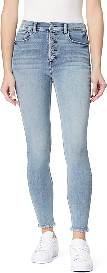 Photo 1 of kensie Jeans High-Rise Skinny Exposed Button Fray Hem 28-Inch Inseam, size 10 x 30