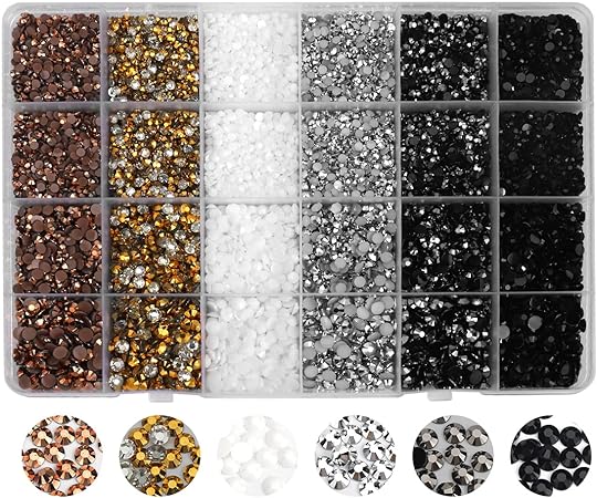 Photo 1 of Flatback Rhinestones 21000pcs Resin Rhinestones Non-hotfix Crystals Gemstones 6 Colors for Crafts Handmade Nails Makeup Face DIY Decoration 3/4/5mm (Gold Rhinestones)