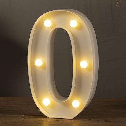 Photo 1 of HXWEIYE Light Up Numbers-0, LED Marquee Number Lights Sign 26 Alphabet and 10 Number for Party Bar Birthday, Light Up Letters Battery Powered Warm White Christmas Decoration Numbers Lights