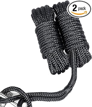 Photo 1 of 1/2” x 15' Marine-Grade Double-Braided Dock Line with 12” Eyelet.Hi-Performance Boat Rope Mooring Rope Dock Line (2 Pack, Black)