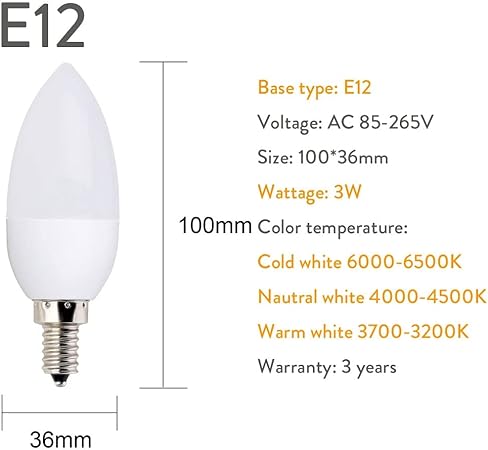 Photo 1 of Wide Voltage Lights 10PCS AC110V/220V Led Candle Bulb E14 E27 E12 B22 Spotlight Chandlier Crystal Lamp Light 3W Replace 20W Bulb Household Bulbs