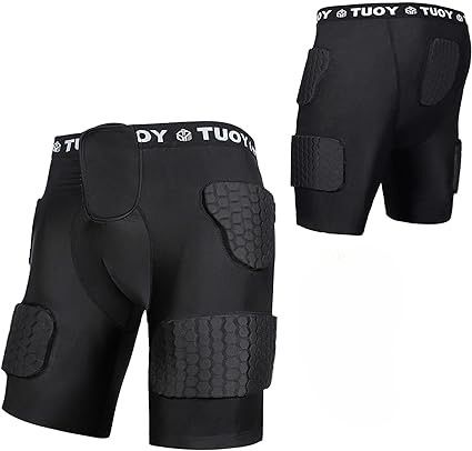 Photo 1 of   MED TUOY G1 Adult’s 5 Pa30s Football Girdle with Cup & Pocket, Padded Compression Shorts Hip Thigh Protector