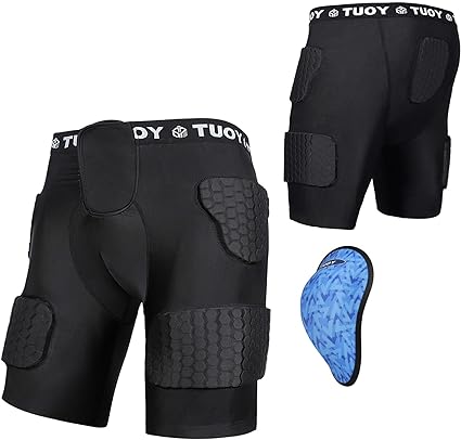 Photo 1 of   MED TUOY G1 Adult’s 5 Pa30s Football Girdle with Cup & Pocket, Padded Compression Shorts Hip Thigh Protector