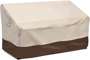 Photo 1 of VAILGE 2-Seater Heavy Duty Patio Deep Bench Loveseat Cover, 100% Waterproof Outdoor Deep Sofa Cover, Lawn Patio Furniture Covers with Air Vent, Small (Deep), Beige & Brown