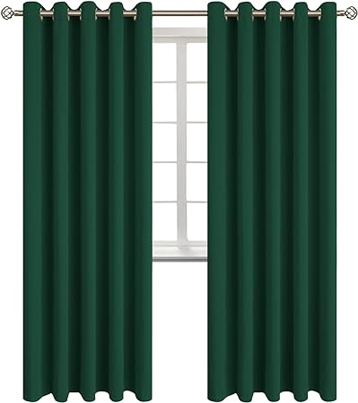 Photo 1 of BGment Blackout Curtains for Bedroom - Grommet Thermal Insulated Room Darkening Drapes for Living Room, Set of 2 Panels (70 x 84 Inch, Emerald Green)
