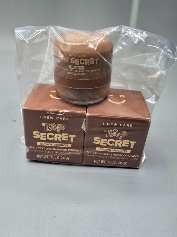 Photo 1 of 3 Pack I DEW CARE Biotin Clarifying Dry Shampoo - Tap Secret Brown | Strengthening & Volumizing, Powder Type, Refillable, Travel size, Non-aerosol, Brunette