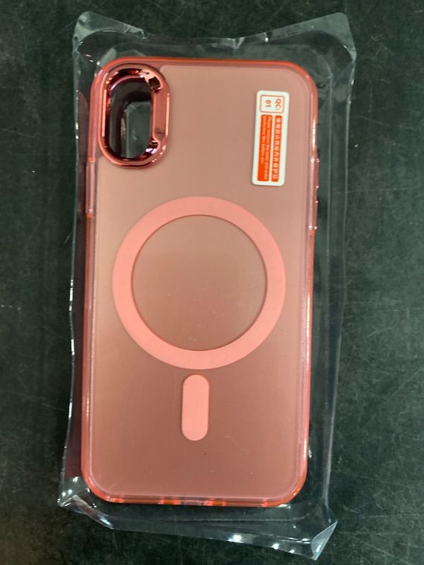 Photo 2 of Magnetic Case for iPhone X/Xs (5.8 inch) Compatible with Magsafe,[Not Yellowing] Slim Thin Shockproof Phone Case-Pink