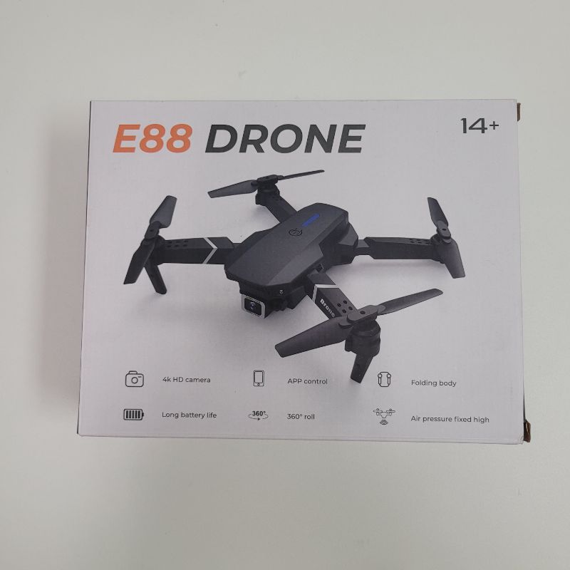 Photo 4 of E88 Pro Drone with 4K Camera, WiFi FPV 1080P HD Dual Foldable RC Quadcopter Altitude Hold, Headless Mode, Visual Positioning, Auto Return Mobile App Control, Black, 7.83 x 7.17 x 2.87 inches - ** NEED TO CHARGE DRONE BATTERY BEFORE USE - NEED TO USE ANDRO