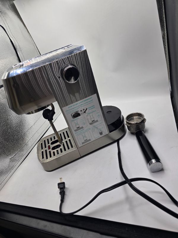 Photo 1 of CASABREWS Espresso Machine 20 Bar, Professional Espresso Maker Cappuccino Machine with Steam Milk Frother, Stainless Steel Espresso Coffee Machine with 49oz Removable Water Tank, Silver