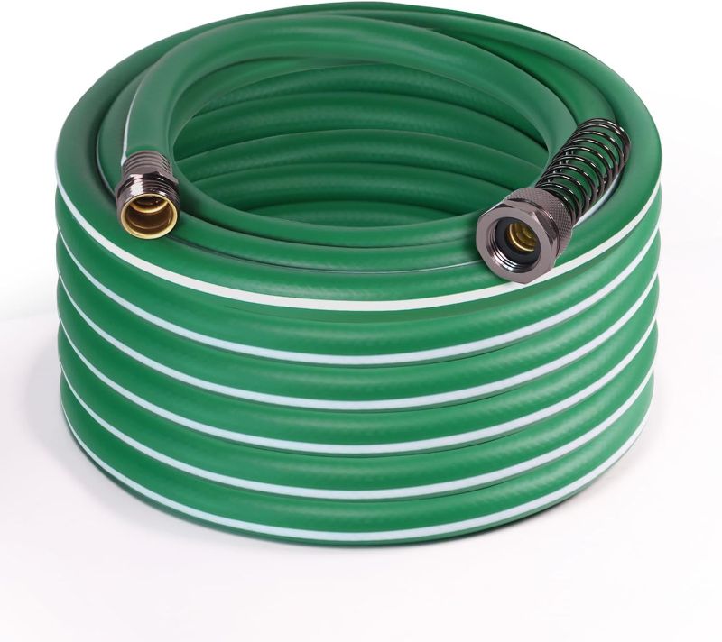 Photo 1 of Heavy Duty Garden Hose 50 ft – Outdoor Hybird Water Hose with Solid Fitting - Flexible, Kinkless, Lightweight Garden Hose for Lawn Watering, Car Washing - Burst 500 Psi (50 ft)