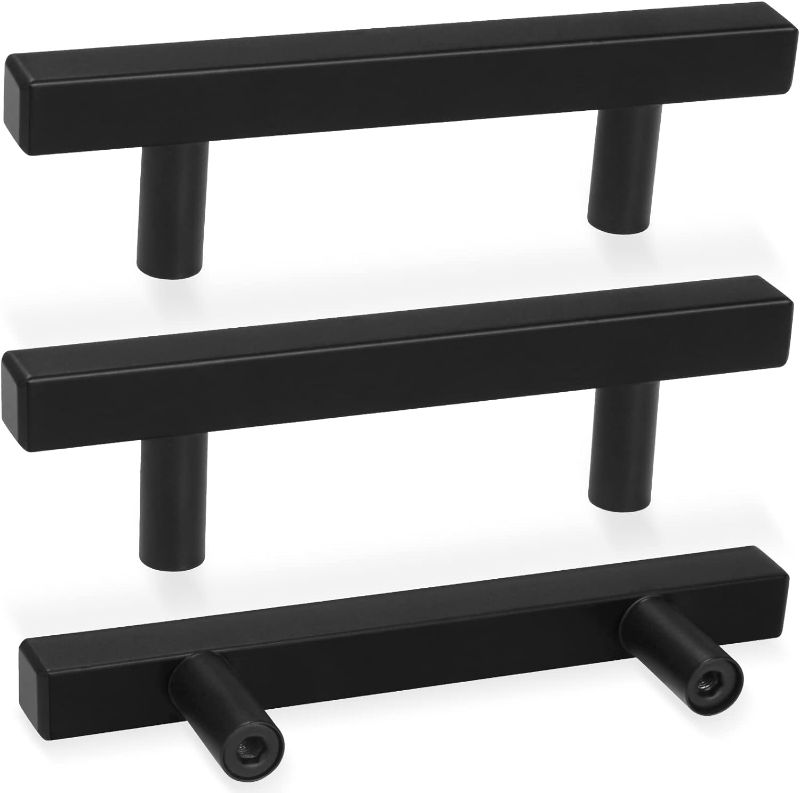 Photo 1 of 30 Pack Square Cabinet Handles Matte Black Drawer Pulls 5" Length, 3" Hole Center Kitchen Handles for Cabinets Pulls, Stainless Steel Cabinet Hardware for Bedroom Bathroom Office