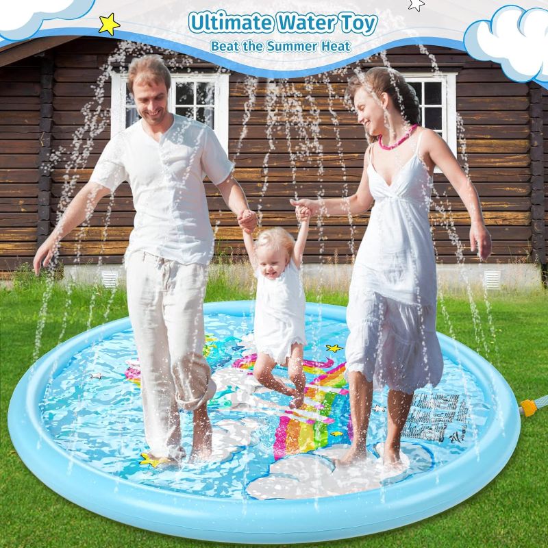 Photo 2 of Jasonwell Splash Pad Sprinkler for Kids Splash Play Mat Outdoor Water Toys Inflatable Splash Pad Baby Toddler Pool Boys Girls Children Outside Backyard Dog Sprinkler Pool Age 1 2 3 4 5 6 7 8 9 (68'')