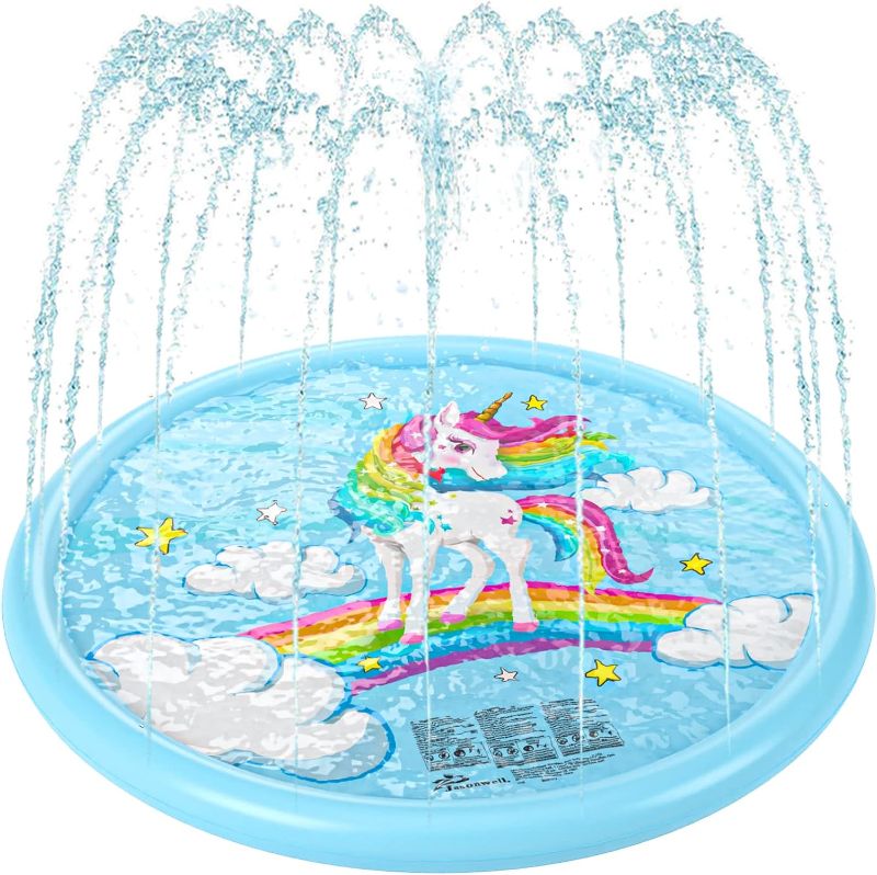 Photo 1 of Jasonwell Splash Pad Sprinkler for Kids Splash Play Mat Outdoor Water Toys Inflatable Splash Pad Baby Toddler Pool Boys Girls Children Outside Backyard Dog Sprinkler Pool Age 1 2 3 4 5 6 7 8 9 (68'')