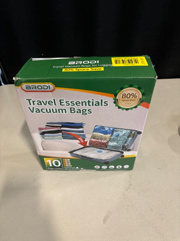 Photo 3 of BRODI 10 Combo Pack Travel Vacuum Bags with Pump - Compression Bags for Travel,Vacuum Storage Bags for Space Saver & Travel Essentials,Vacuum Seal Bags for Clothing,Travel Vacuum Bags for Luggage