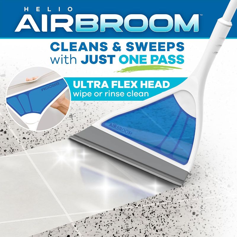 Photo 2 of Helio Air Broom 3 Piece Kit All Surface Sweeper and Squeegee for Wet and Dry Cleaning Dust, Dirt, Liquids, Pet Hair, Tile, Hardwood Floors, Carpet, Furniture, Windows, Shower Doors As Seen on TV