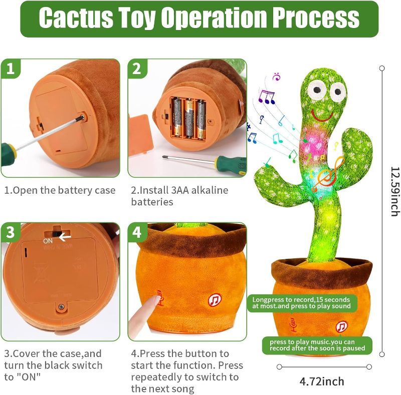 Photo 2 of LUKETURE Dancing Cactus, Talking Cactus Toy, Dancing Cactus Mimicking Toy, Repeating and Recording What You Say, Cactus Baby Toy with LED, Repeat, Dance, Record (Dancing Cactus Recording + Song)