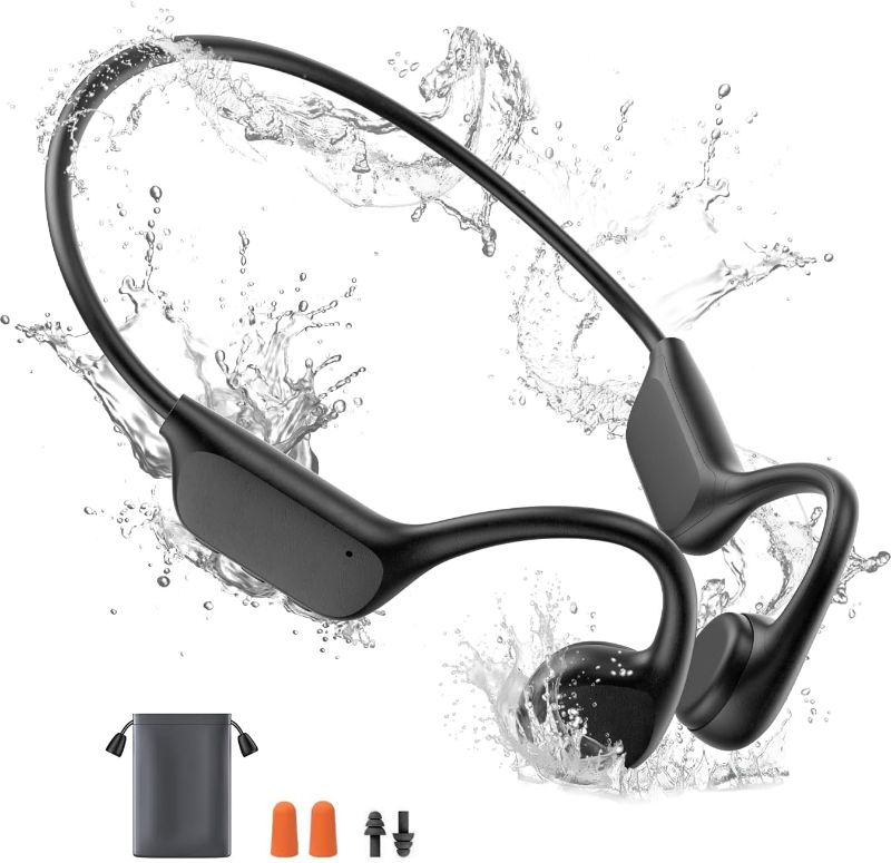 Photo 1 of Bone Conduction Headphones Swimming, IPX8 Professional Waterproof Headphones Swimming Built-in 32G Memory, Open Ear Wireless Bluetooth 5.3 Underwater Earbuds with Mic for Running, Cycling, Workout