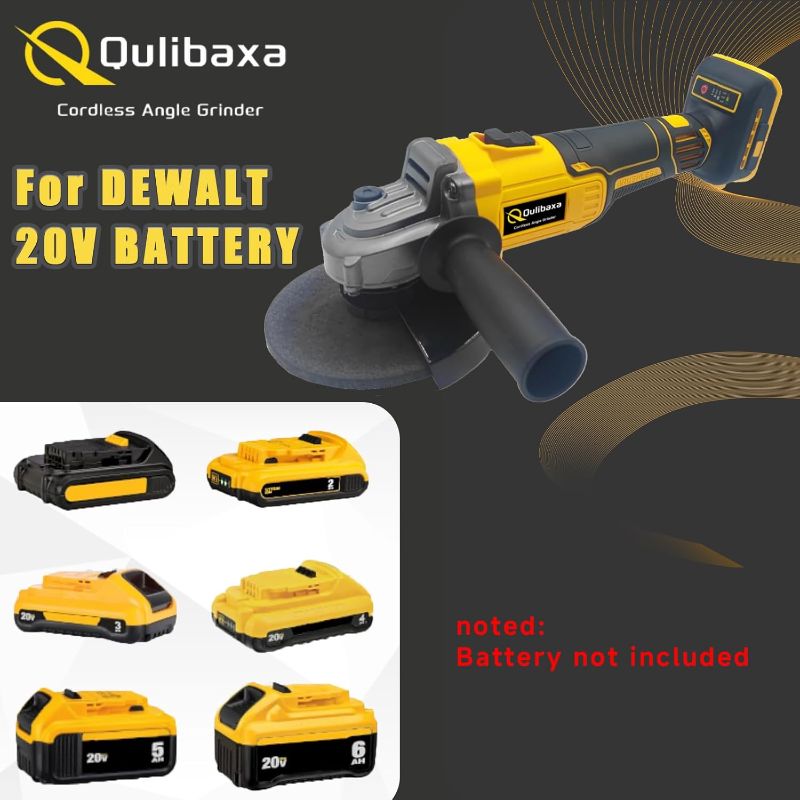 Photo 2 of Cordless Angle Grinder for Dewalt 20V Battery, 4-1/2" Brushless Grinder 3 Variable Speed up to 10000 RPM, Cordless Grinder for Grinding, Cutting,Polishing And Carving(Battery Not Included)