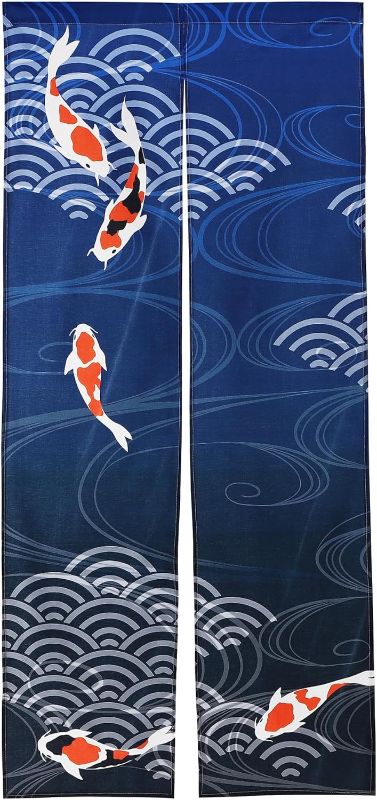 Photo 1 of next.design Noren Japanese Style Doorway Curtain with a Picture of Nishiki Carp Nishikigoi Printed on it (pattern2)