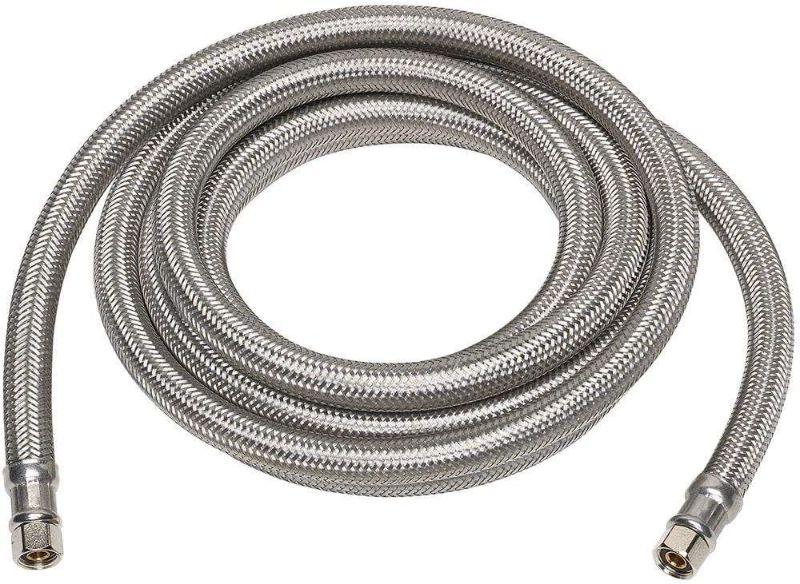 Photo 1 of Braided Stainless Steel Ice Maker Water Supply Hose - 6 Ft - Universal 1/4" Connectors from Kelaro