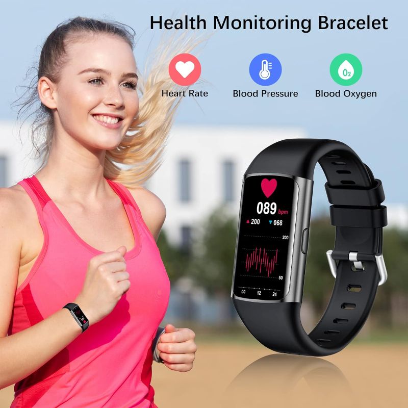 Photo 2 of Smart Watch Fitness Tracker with 24/7 Heart Rate Monitor, Blood Oxygen, Blood Pressure Monitor Sleep Tracker Step Counter Calorie Counter, IP68 Waterproof Fitness Watch for Women Men Andriod & iPhone