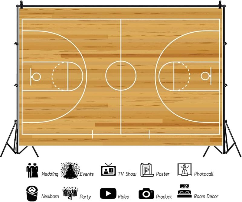 Photo 2 of Basketball Backdrop Overlooking Basketball Court Sports Stadium Match Club Photography Background Happy Birthday Themed Party Sportsman Kid Man Artistic Portrait Photo Studio Props