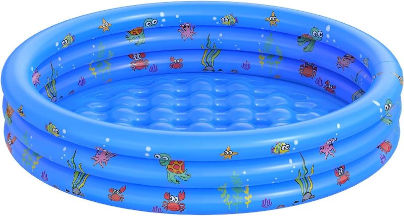 Photo 1 of Garden Round Inflatable Baby Swimming Pool, Portable Inflatable Child/Children Little Pump Pool,Kiddie Paddling Pool Indoor&Outdoor Toddler Water Game Play Center for Kids/Girl/Boy