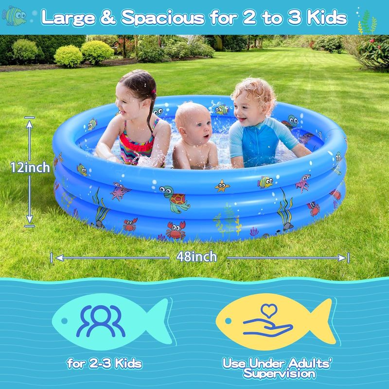 Photo 2 of Garden Round Inflatable Baby Swimming Pool, Portable Inflatable Child/Children Little Pump Pool,Kiddie Paddling Pool Indoor&Outdoor Toddler Water Game Play Center for Kids/Girl/Boy