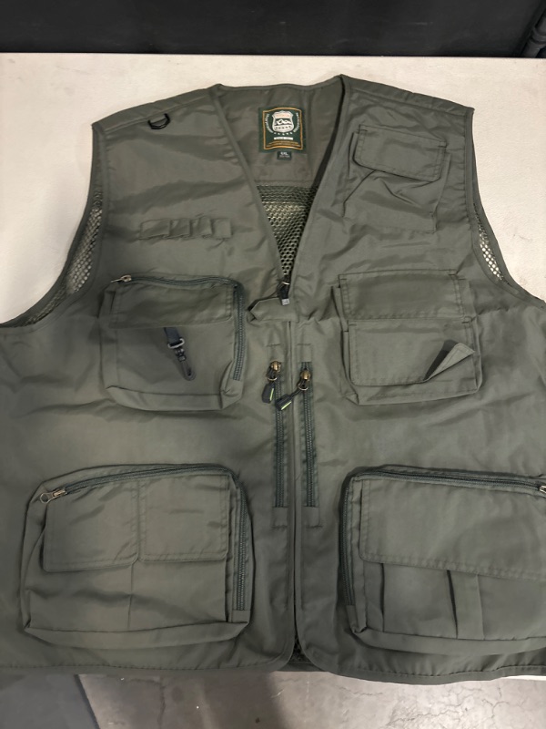 Photo 3 of 6 XL Flygo Men's Casual Lightweight Outdoor Fishing Work Safari Travel Photo Cargo Vest Jacket Multi Pockets