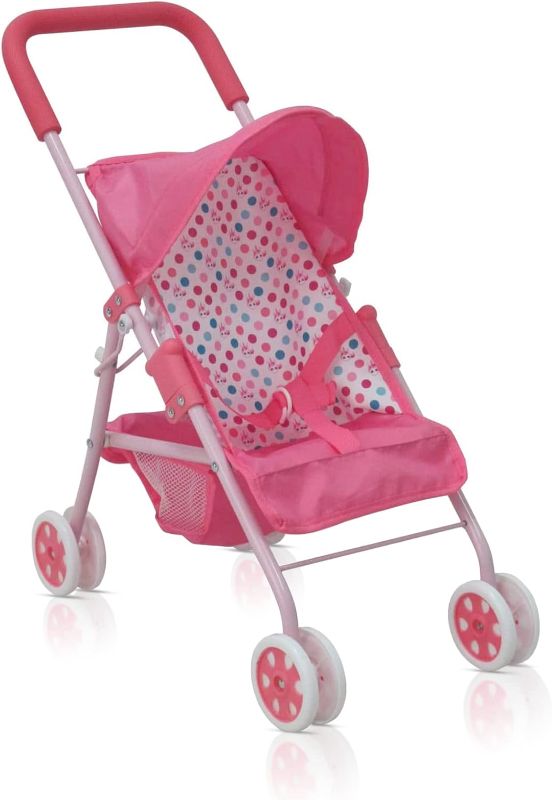 Photo 1 of KOOKAMUNGA KIDS Baby Doll Stroller | Easy Fold Pram | with Retractable Canopy, Storage Basket, Doll Safety Harness and Comfort Grip Handlebar (Pink Unicorn)